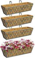 4 Pack 24 Inch Window Boxes Planters Railing Planter Box by KarlliuHOMEGARDEN