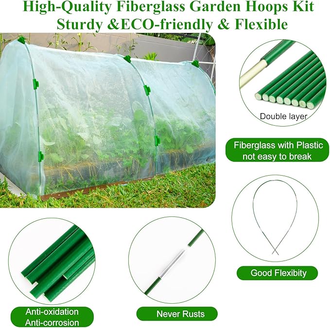 Greenhouse Hoops Grow Tunnel 6 Sets of 8FT Long Garden Hoops, Rust-Free - Image 3