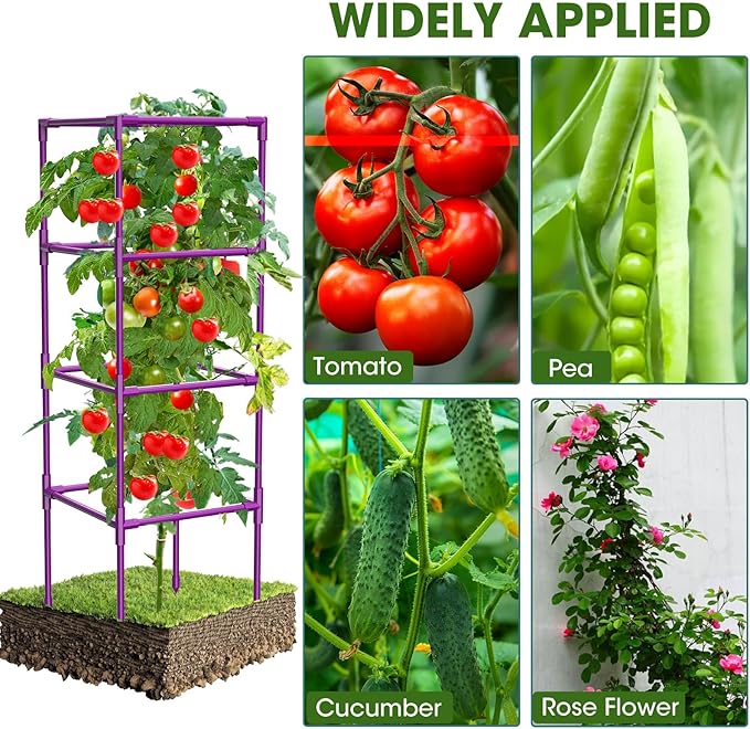 3 Pack Tomato Cages, Square Tomato Plant Stakes Support Cages Trellis - Image 6