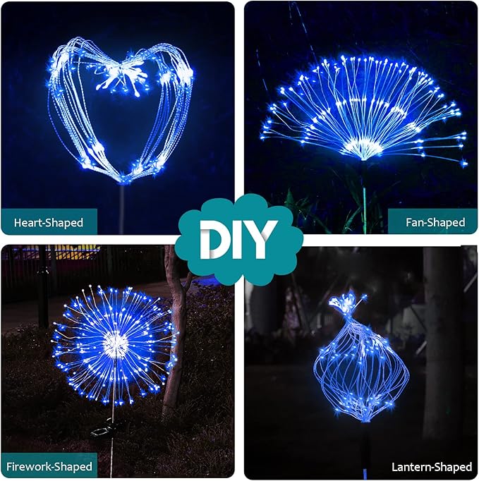 JJGoo Solar Firework Lights, 2 Pack 120 LEDs 2 Lighting Modes Solar Garden - Image 7