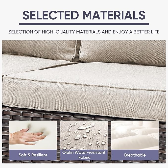 Belord Outdoor Couch Patio Furniture: Wicker Patio Sofa - Image 4