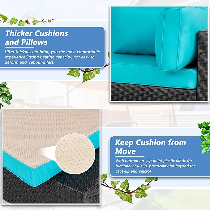 Shintenchi 5 Pieces Outdoor Patio Sectional Sofa Couch, Patio Conversation Sets - Image 4