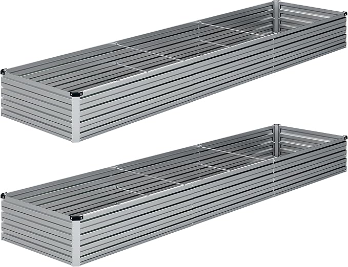 2PCS Galvanized Raised Garden Bed Kit, Vegetable Boxes-Rectangle Metal Flower by DIIYIV