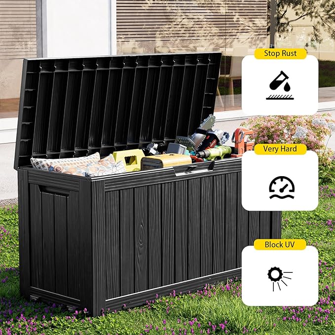 85 Gallon Outdoor Deck Box, Lockable Waterproof Outdoor Storage Boxes - Image 8