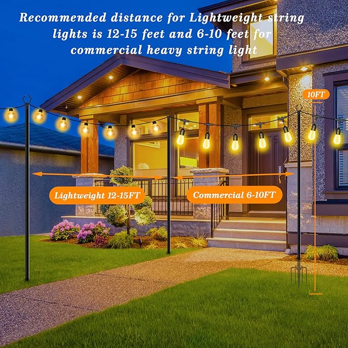2 Pack String Light Poles, 10 Ft Light Poles - Image 6