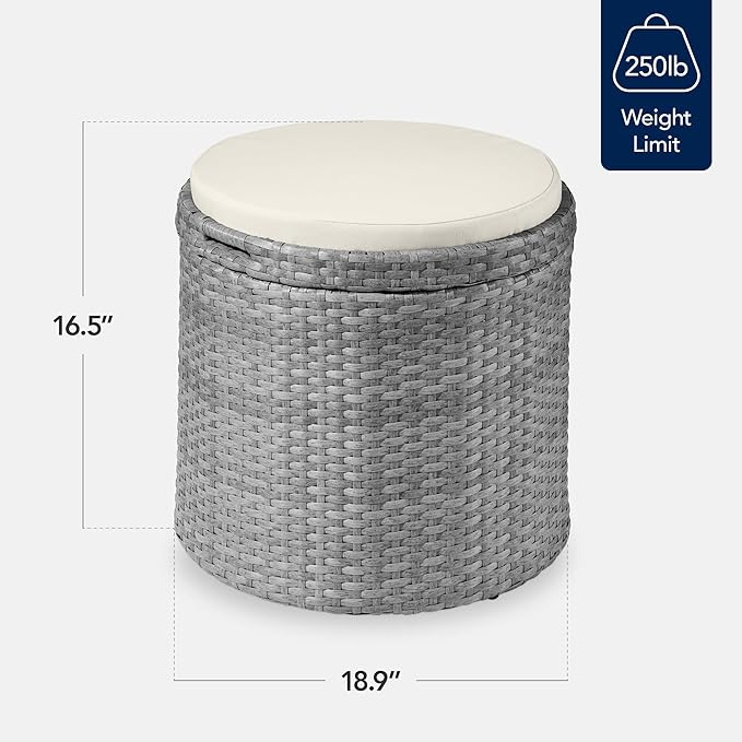 Best Choice Products Round Wicker Ottoman, Additional Seating, Side Table - Image 2
