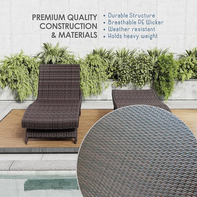 Nestl Chaise Lounge Chair Outdoor Set of 4, Wicker Patio Lounge Chair, Outdoor - Image 8