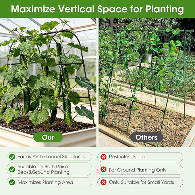 Cucumber Trellis for Raised Bed, U-Shape Garden Trellis for Climbing Plants - Image 5