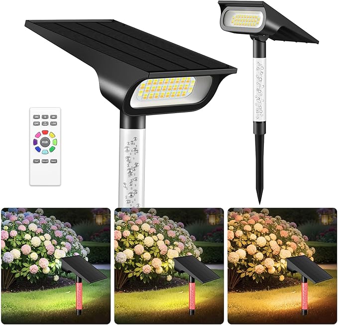intelamp Solar Spot Lights Outdoor Waterproof, 4000mAh RGB LED Landscape Lights - Image 8