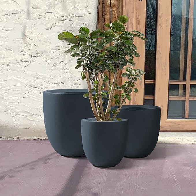 Kante 20", 13.4" Dia Round Concrete Planters, Outdoor Indoor Modern Decorative - Image 8