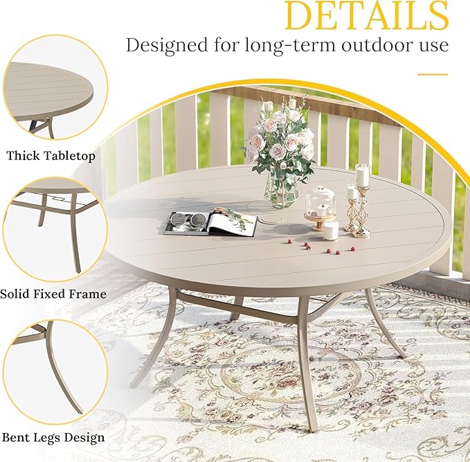 VICLLAX 53" Outdoor Round Patio Table - Image 4