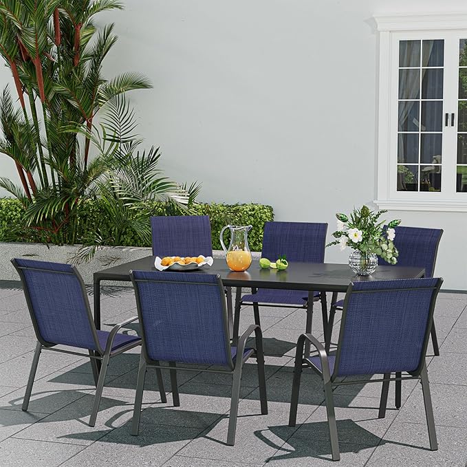 Patio Dining Chairs Set of 6, Outdoor High Stacking Chairs，Breathable Seat - Image 2