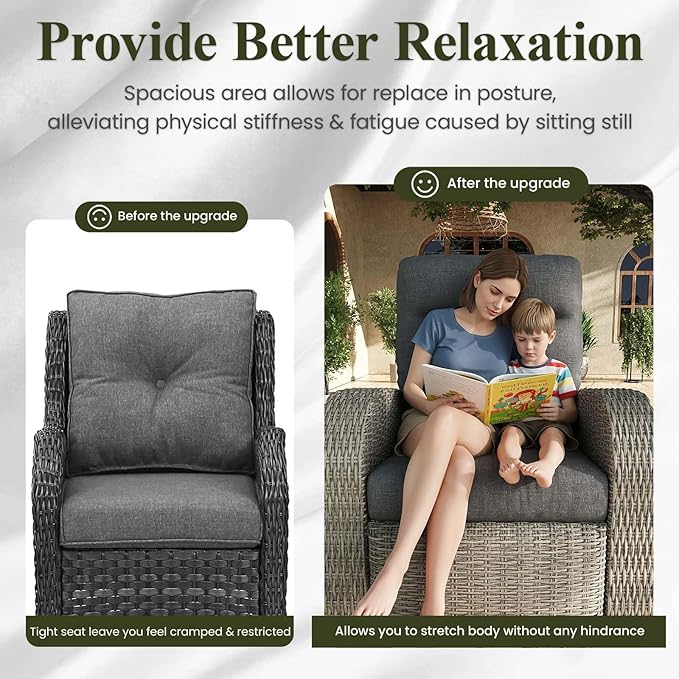 LayinSun Oversized Wicker Outdoor Swivel Glider Recliner - Image 6