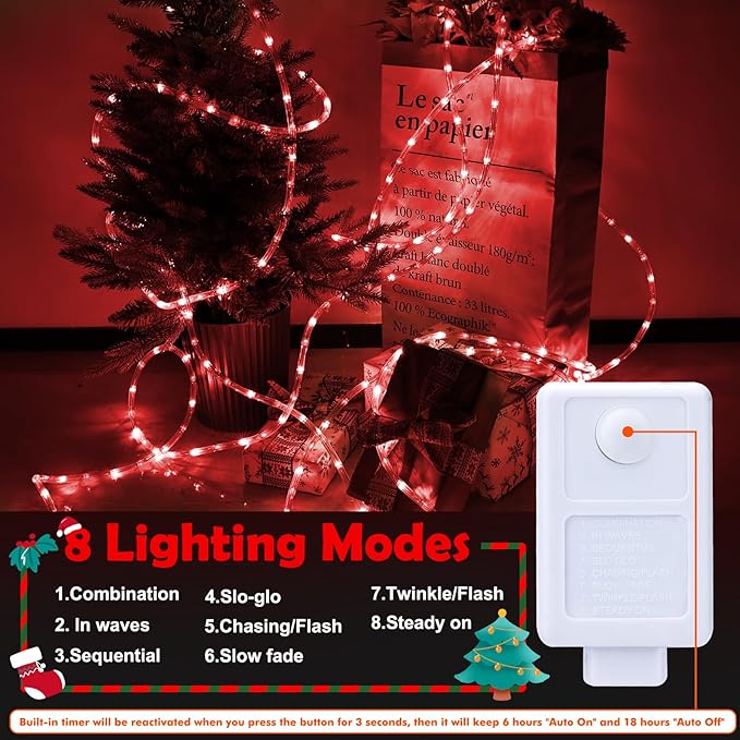 150ft LED Rope Lights Outdoor, 1080 LED Connectable and Flexible Tube Lights - Image 3