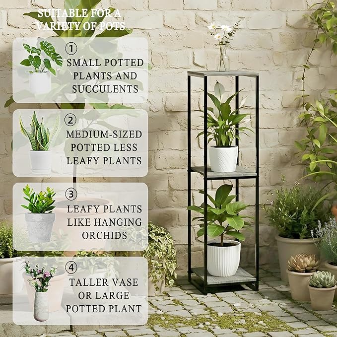 46" Tall Plant Stand Indoor, 3-Tier Modern Plant Shelf, Corner Flower Pot - Image 4