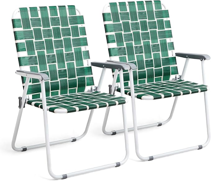 VINGLI Patio Lawn Webbed Folding Chairs Outdoor Beach Portable Camping Chair by VINGLI