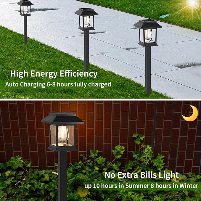 Greluna Solar Lights Outdoor, 6 Pack Waterproof Auto On/Off Solar Pathway Lights - Image 2