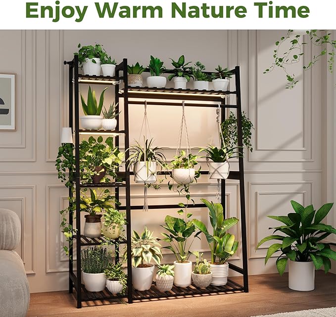 Bamworld Plant Shelf Indoor 55" Tall Bamboo Plant Shelves 5 Tier Hanging Plant - Image 6