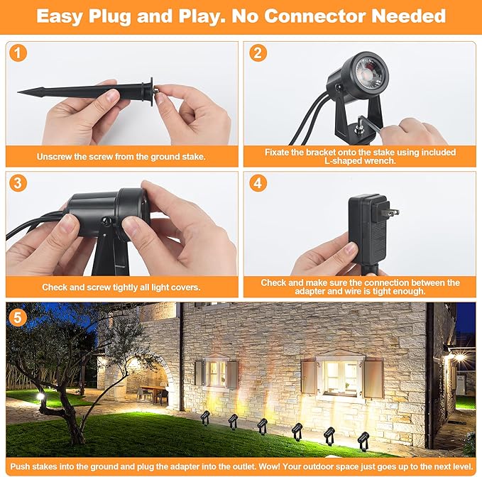 85.3FT LED Outdoor Landscape Spot Light Low Voltage, 24W Wired Uplight - Image 5