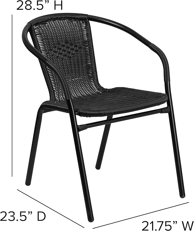 Flash Furniture Lila Modern Rattan Indoor/Outdoor Stackable Dining Chairs - Image 3