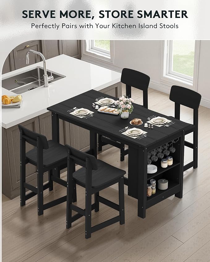 SERWALL 3-Piece Outdoor Counter Height Bar Set, HDPE Patio Bar Table - Image 9