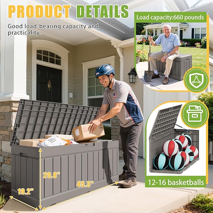 Greesum Outdoor Storage Box 82 Gallon Storage Bin - Image 6