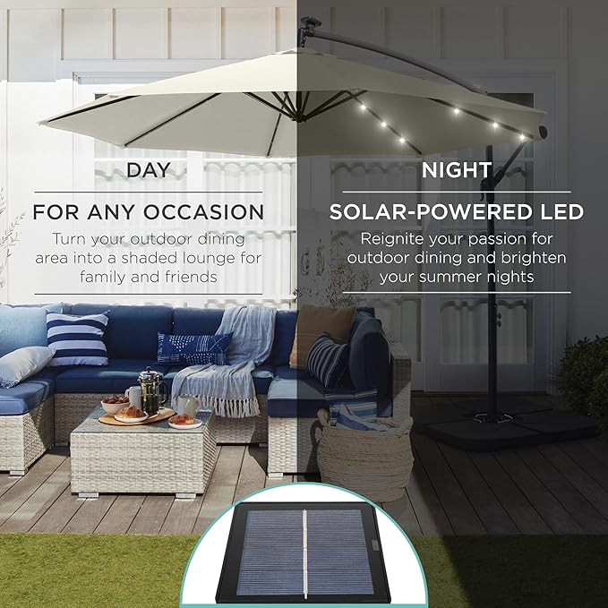 Best Choice Products 10ft Solar LED Offset Cantilever Hanging Market Patio - Image 3