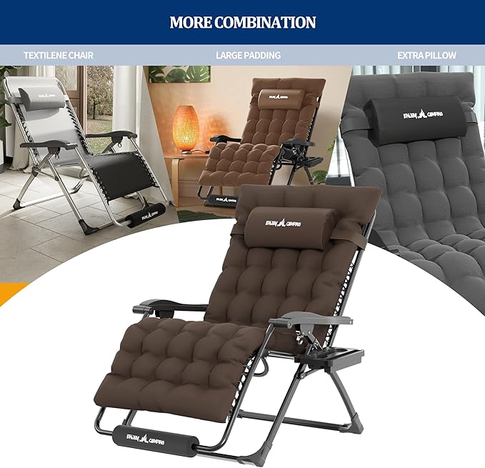 UDPATIO Oversized Zero Gravity Chair, 33In XXL Patio Reclining Chair - Image 4
