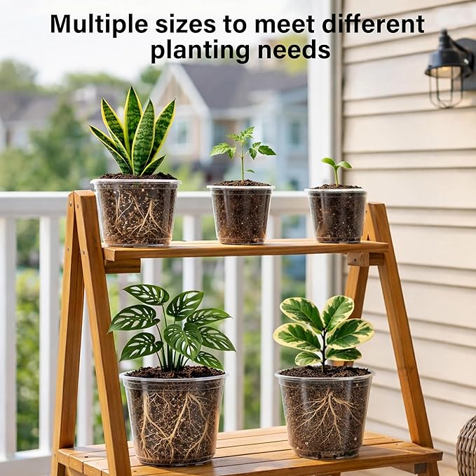 20 Pack 8/6/5/4/3.5 Inch Reinforced Large Clear Nursery Pots - Image 4