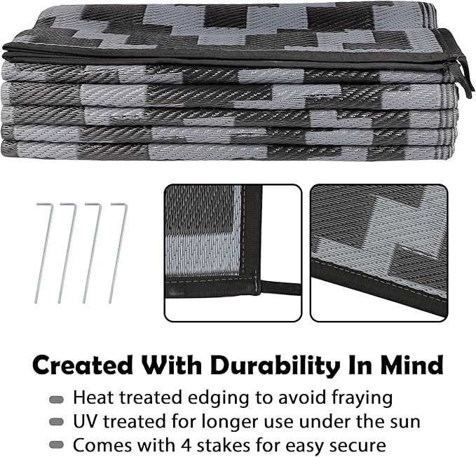 SAND MINE Waterproof Outdoor Rug 9x12 ft, Plastic Reversible Rug, Modern Area - Image 4