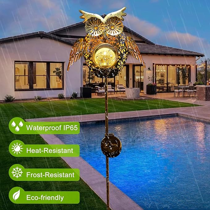 Go2garden Solar Lights Outdoor Owl Garden Gifts Mom Metal Stakes Lights - Image 4