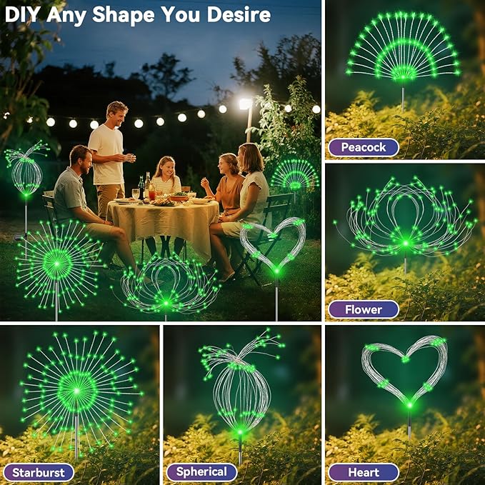 Garden Outdoor Lights, 2 Pack 120 LED Solar Garden Lights Fairy Lights Outdoor - Image 4
