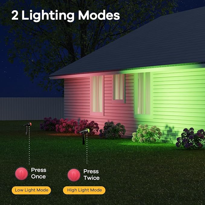 Consciot Solar Color Changing Outdoor Spotlights, 7 Lighting Modes Outside - Image 5