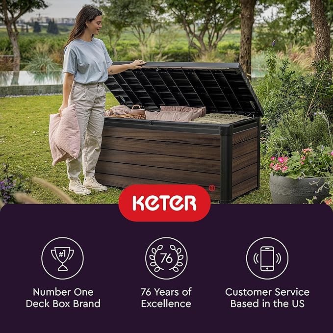 Keter Signature Collection 150 Gallon Resin Deck Box Organization and Storage - Image 12