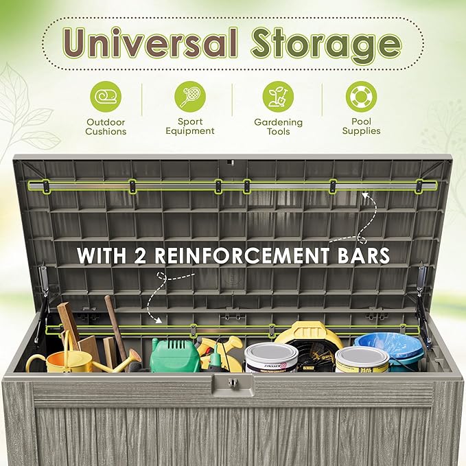 Devoko 125 Gallon Outdoor Storage Box, Waterproof Resin Deck Box - Image 4