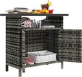 Outsunny Wicker Outdoor Storage Cabinet, Rattan Outdoor Bar Table by Outsunny