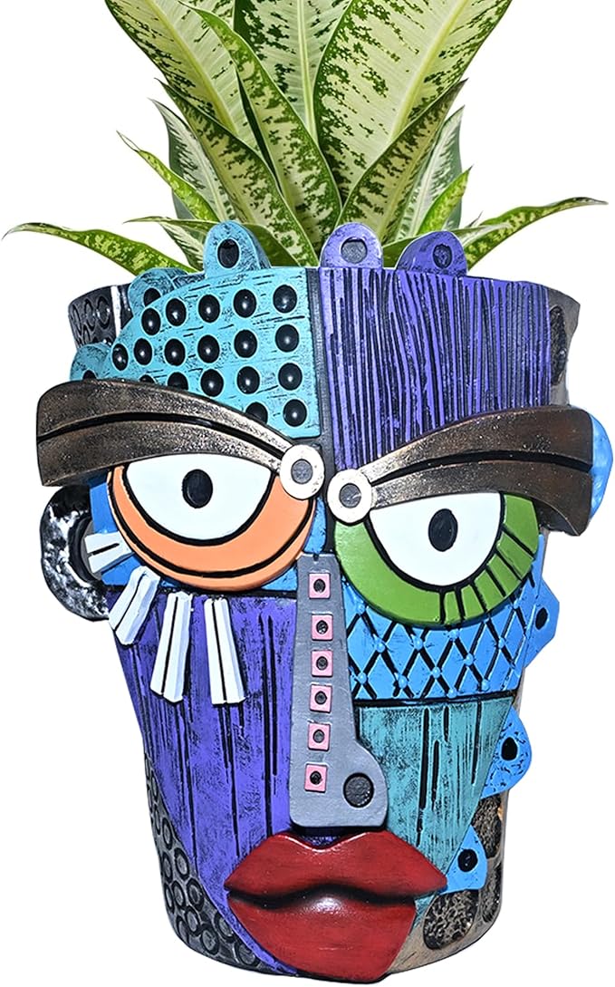 Abstract Face Planter Pots for Plants, Hand-Painted Colorful Flower Pots by Midogaigai