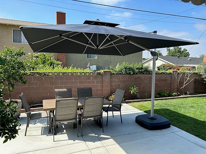 PURPLE LEAF 11 Feet Double Top Deluxe Square Patio Umbrella Offset Hanging - Image 3