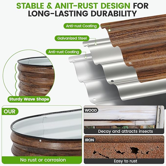 Galvanized Raised Garden Bed Outdoor |17'' Tall Planter Box Outdoor - Image 5