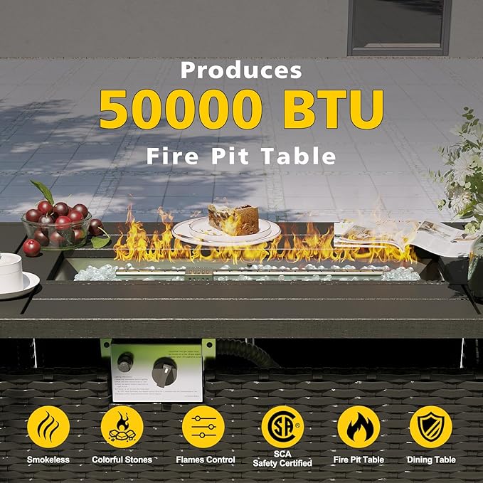 Aoxun Patio Furniture Set with Fire Pit Table, 8 Piece Outdoor Sectional Sofas - Image 4