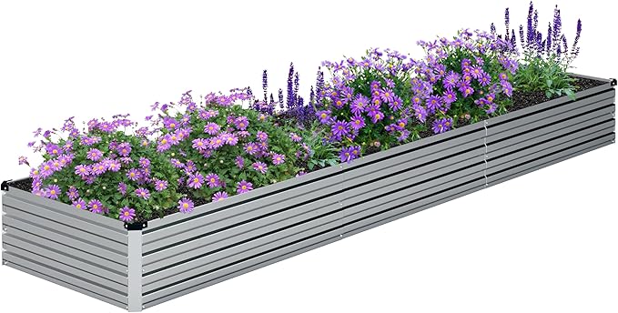 12x2x1FT Galvanized Raised Garden Bed Kit, Vegetable Boxes-Rectangle Metal by DIIYIV