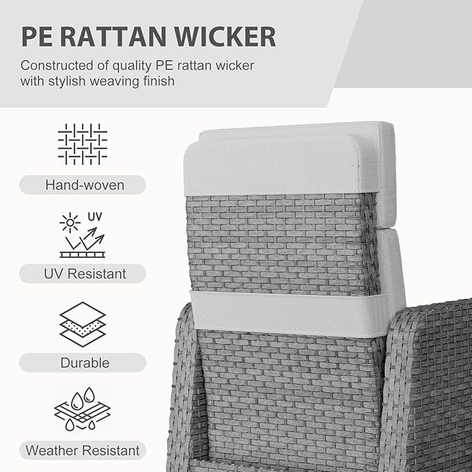 Restland Outdoor Recliner with Independent Adjustable Back & Footrest Wicker - Image 5