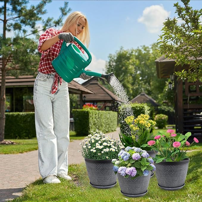Quarut 4 Pack 8 Inch Flower Pots Planters - Image 2