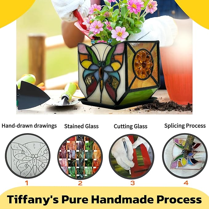 Handcrafted Stained Glass Butterfly Planter, Cute Planters - Image 2