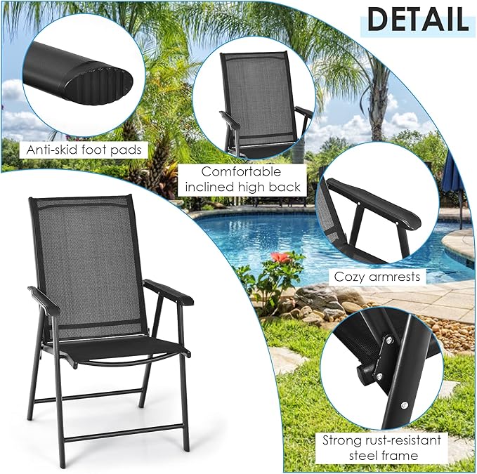 Giantex Set of 4 Patio Folding Chairs, Outdoor Chairs - Image 6