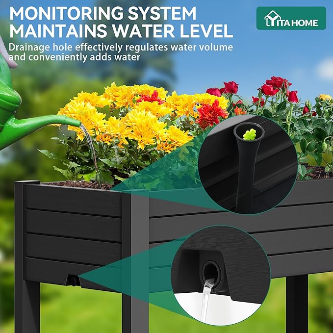 YITAHOME 43.3x17.7x34 in Elevated Garden Bed, Outdoor Plastic Planter Box - Image 3