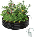 Galvanized Metal Planter Round Raised Garden Bed Kit by ZFHgarden