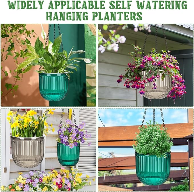Maxcheck 4 Pcs Self Watering Hanging Planters Indoor Gift 6.5'' 4.5'' Hanging - Image 7