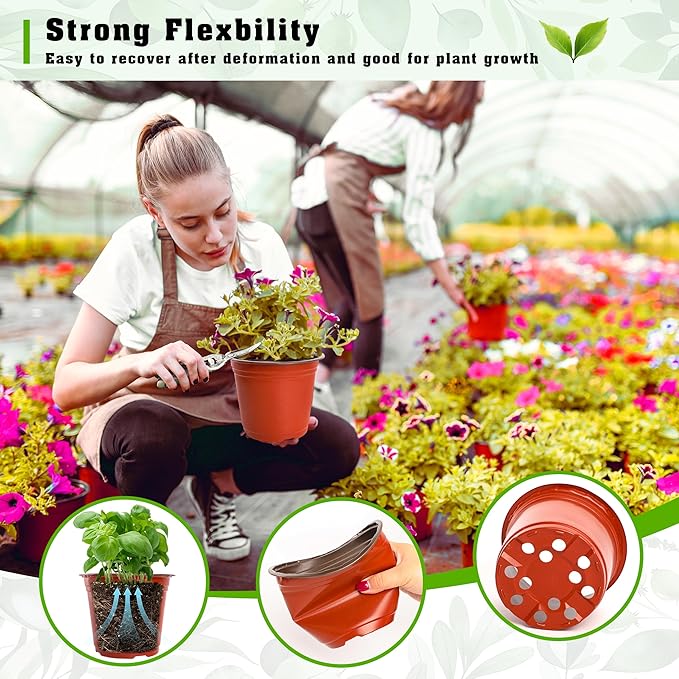 TDHDIKE 6 Inch Plastic Plant Nursery Pots Seedling Flower Plant Container Seed - Image 5
