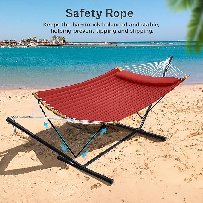 SUPERJARE Hammock with Stand, 2 Person Heavy Duty Hammock with Padded Cotton - Image 5